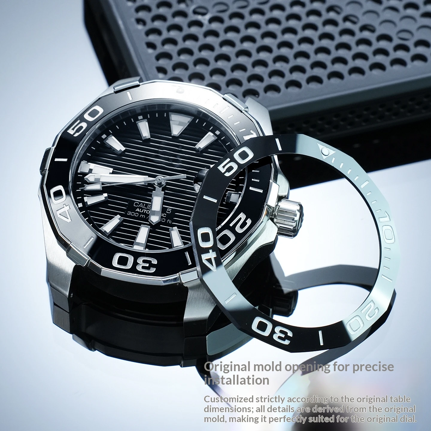 Ceramic Bezel Insert For TAG Heuer Aquaracer 43mm WAY201 WBP201 Dive Watch Replacement Parts Watch Digital Scale Circle Black