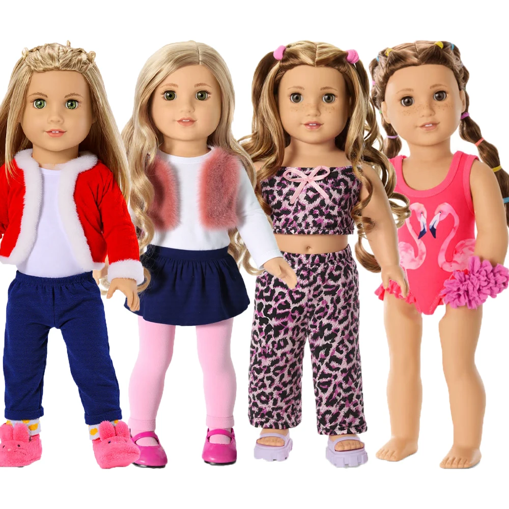 4 pezzi di nostra generazione vestiti per bambole pigiami abiti pantaloni tute pagliaccetto paillettes accessori per bambole moda giocattoli per bambini rinati