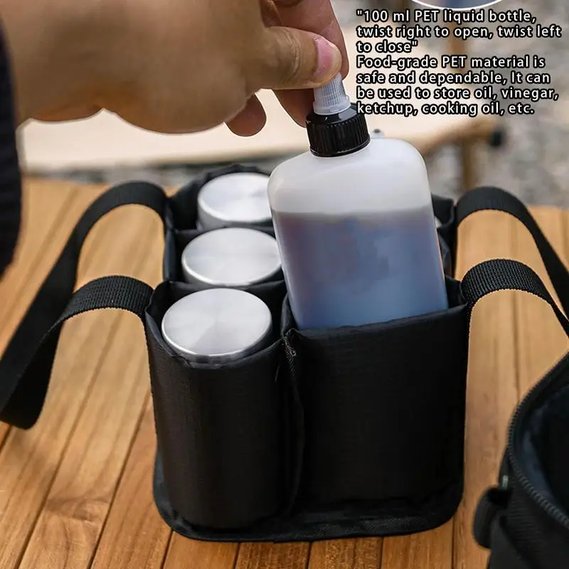 

Дорожные контейнеры для приправ, 6-бутылочный ароматизатор, набор сумок для приправ для кемпинга, набор для семьи, друзей, пикника на открытом воздухе, альпинизма