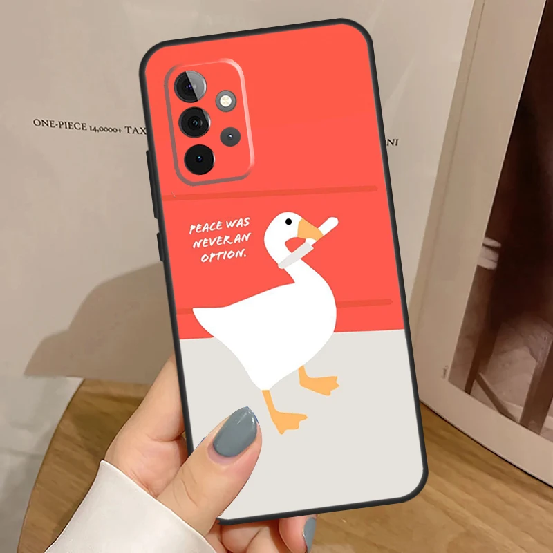 Cartoon Funny Goose Case For Samsung Galaxy A34 A54 A14 A15 A35 A55 A52 A32 A12 A51 A71 A13 A23 A33 A53 Cover