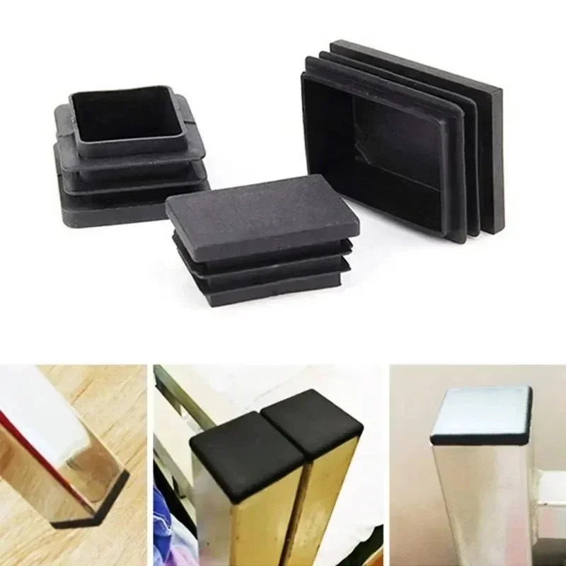 16PCS พลาสติกสีดํา Blanking End CAP เหล็กสแควร์ท่อแทรกปลั๊ก Bung ใส่สําหรับเก้าอี้ขาท่อ Tapon Tubo