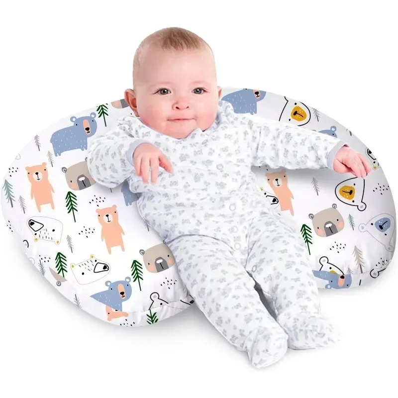 Bantal Menyusui untuk Bayi, Bantal Menyusui, Bantal Penopang Bayi, dengan Penutup yang Dapat Dicuci dengan Mesin & Isian Bernapas 0–17M
