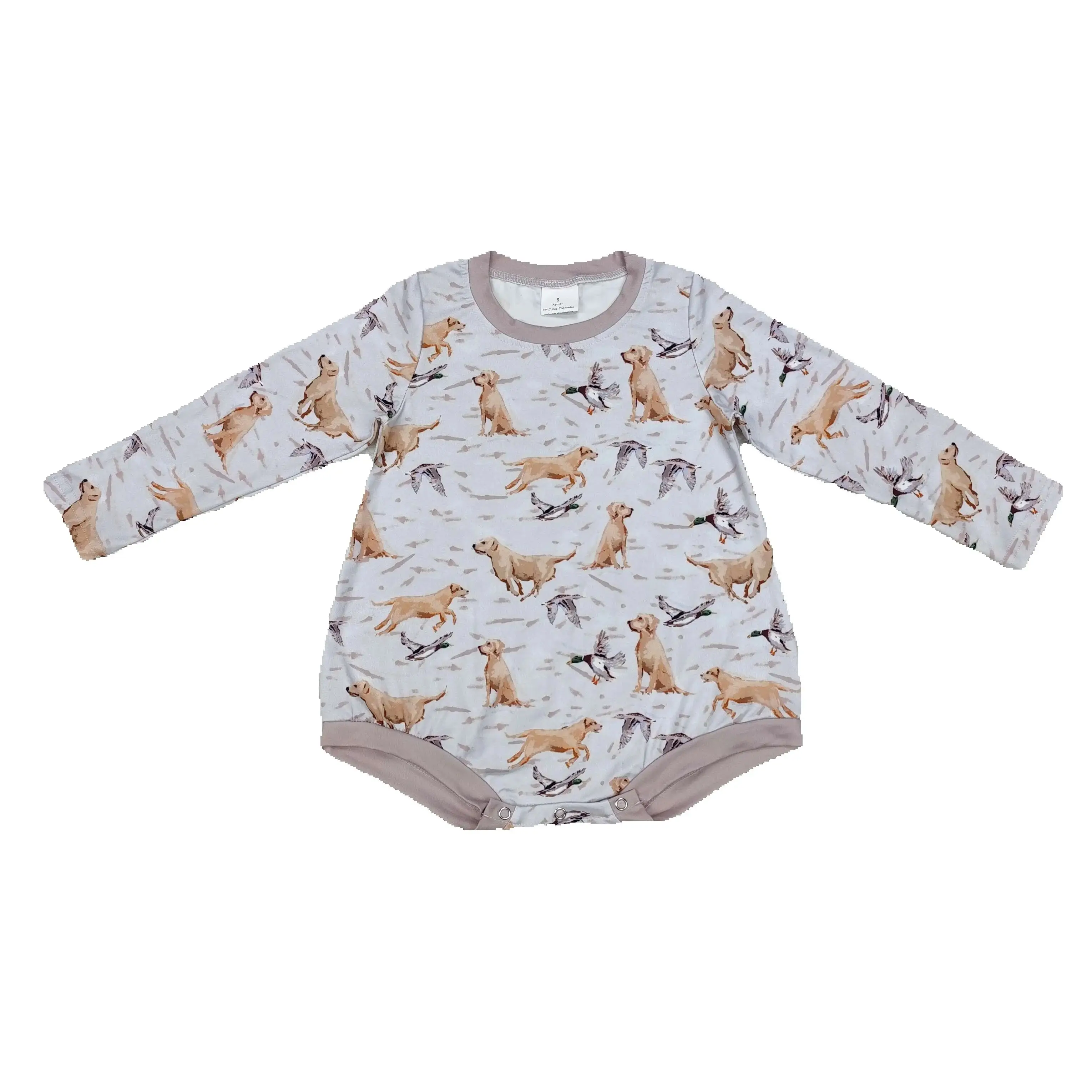 LR1865 Good Quality Baby Boy Clothes Long Sleeves Duck Puppy Print With Jumpsuit Children Clothes Rts No Moq