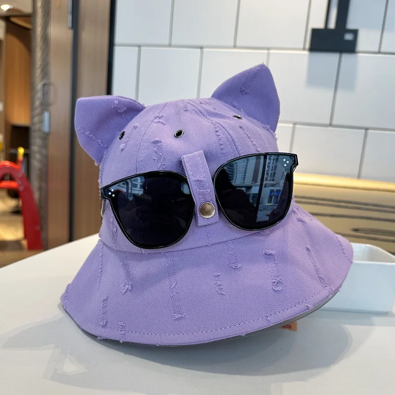 Nette Cartoon Eimer Hut Mit Brille Frauen Frühling Und Sommer Mode Bob Chapeau Outdoor Sonnenschutz Sonne Angeln Kappe Panama – Detail 14