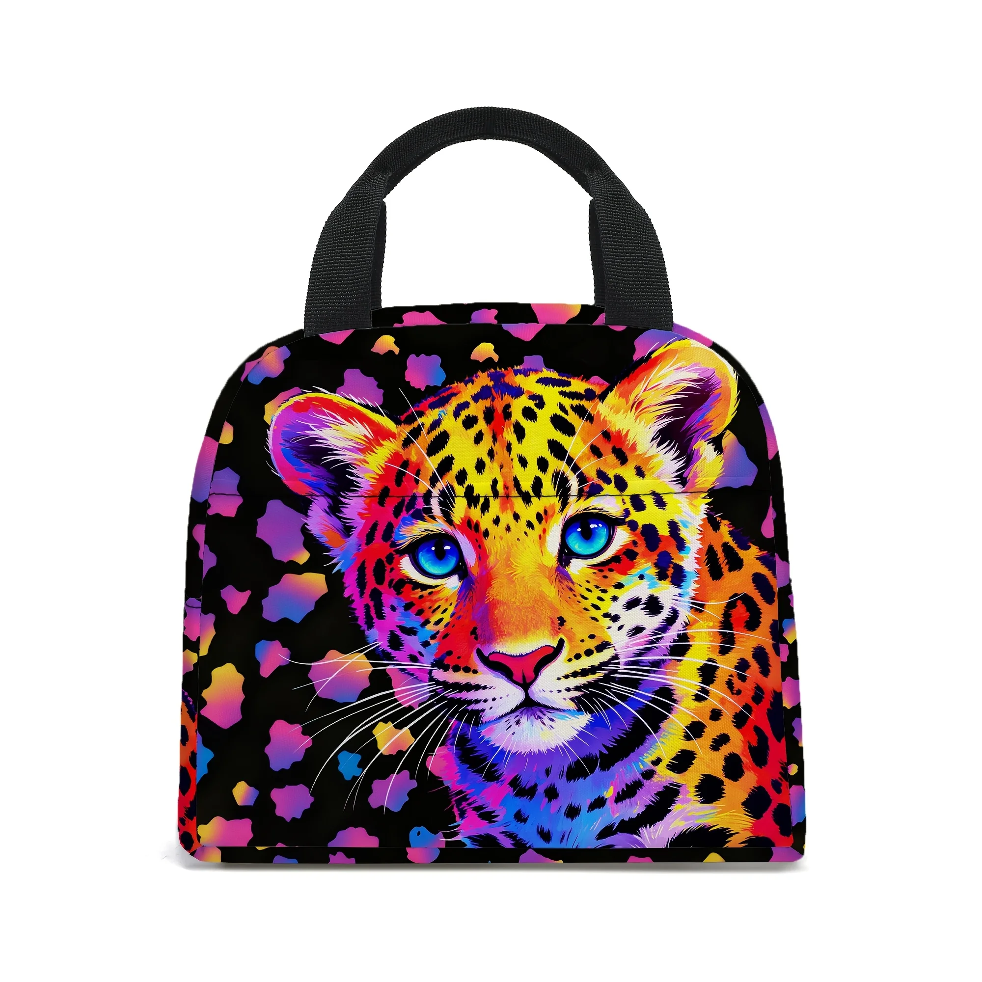 Insulated Lunch Bags Suitable for Work Travel Picnics Leopard Print Totes with Zipper Closure Machine Washable Cooler Boxes