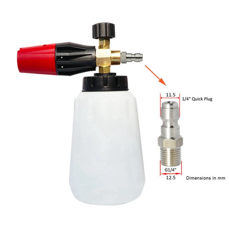 2X Pressure Washer Snow Foam Quick Plug Connector 1/4 Inch To Spray-Gun Wand Lance Adapter Quick Disconnect Release