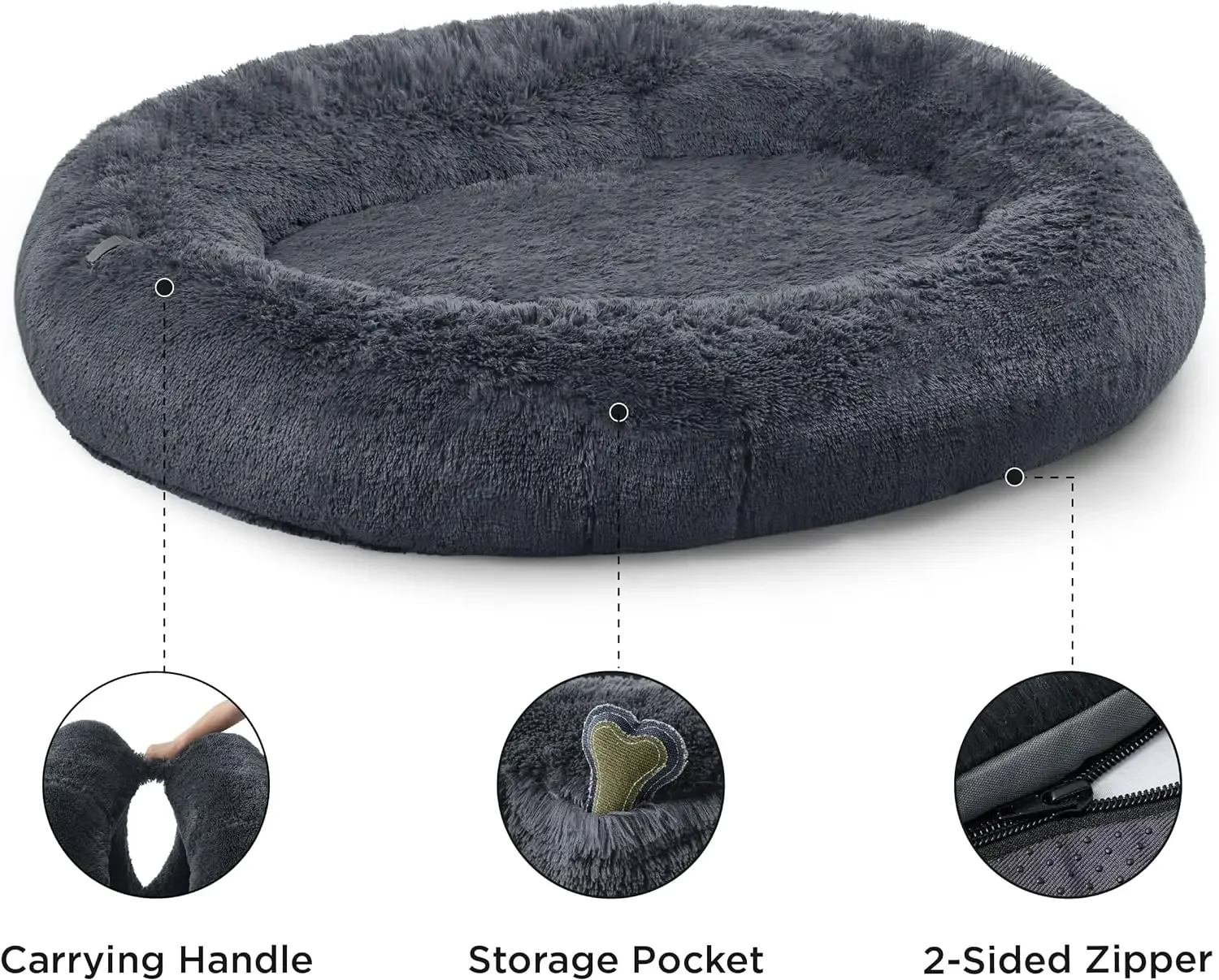 Human Dog Bed People Adults Calming Human Size Giant Dog Bed Fits Pet Families Memory Foam Supportive Mat and Storage Pocket