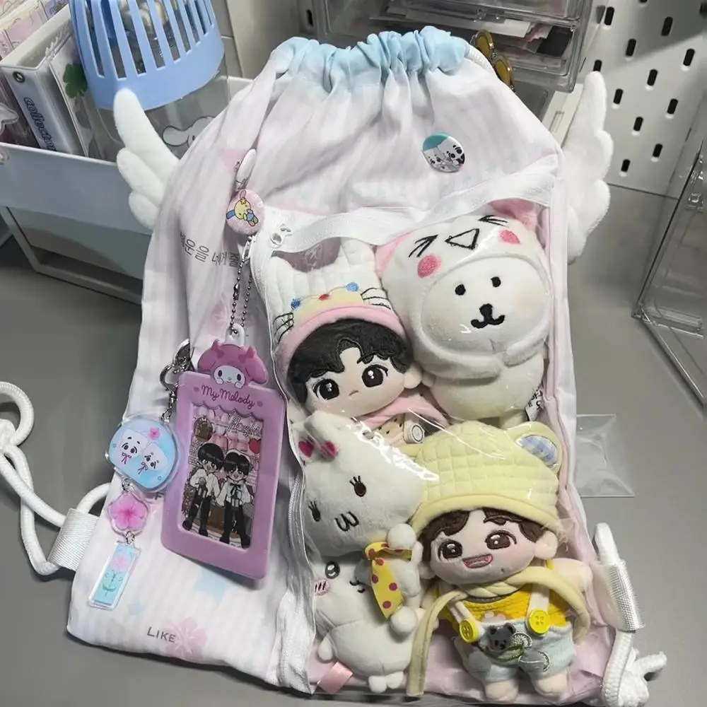 

Korean Style Backpacks Drawstring Design Large Capacity Casual Bookbags Cute Musical Notes Canvas Backpack Y2K Harajuku Pain Bag