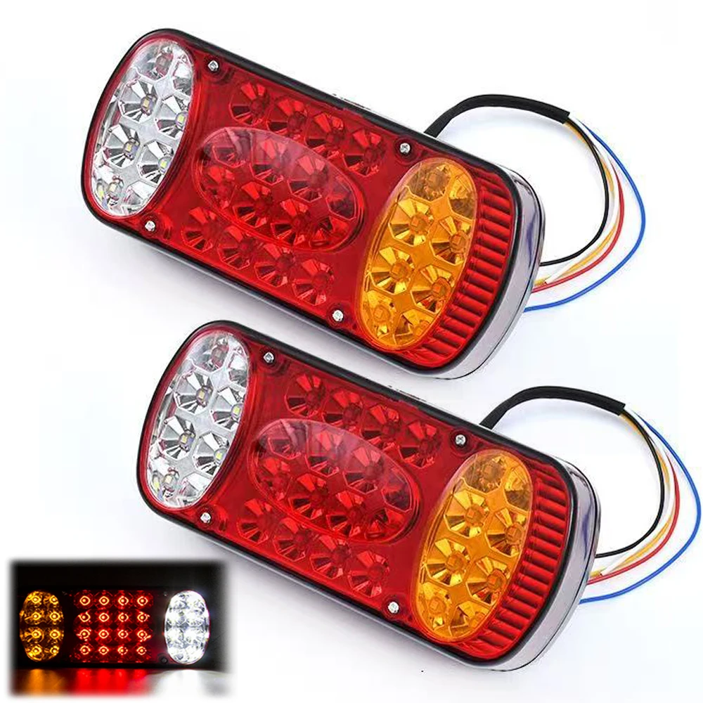 2x 12V 24V 32 LED Car Truck Tail Light Rear Stop Brake Reverse Light Turn Signal Lamp Indicator Trailer Lorry Caravan Van UTE