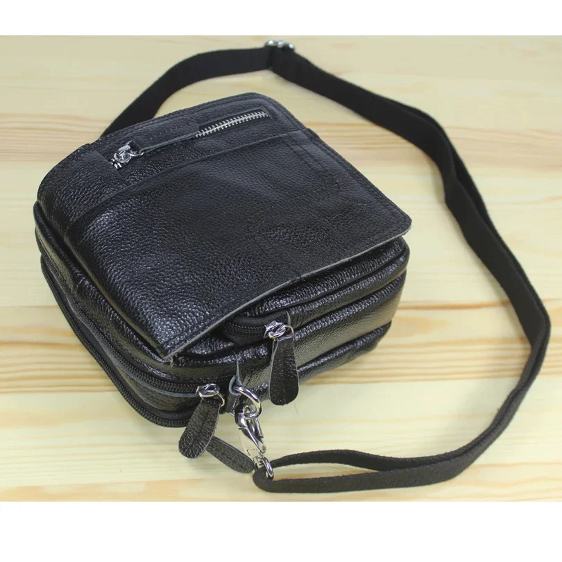 

Fashion New 100% Genuine Leather Messenger Bags For Men Leisure Shoulder Sling Male Casual Small Crossbody Black M152