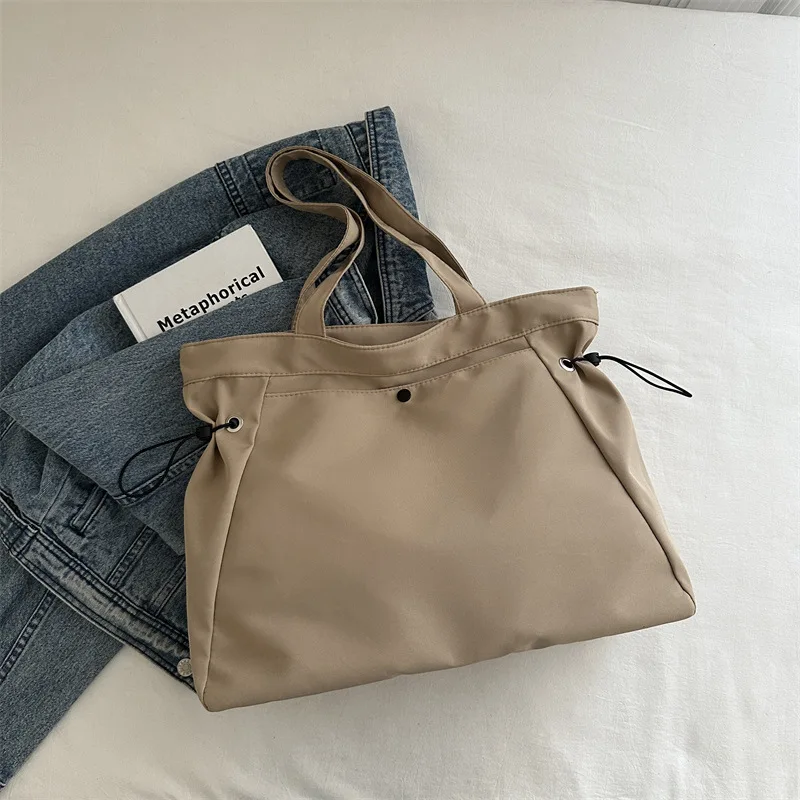 Canvas-Nylon-Tragetasche mit Kordelzug, große Kapazität, Handtasche, Alltagstasche, lässige Handtaschen, Umhängetaschen für Frauen, Arbeit, Pendeln – Detail 7
