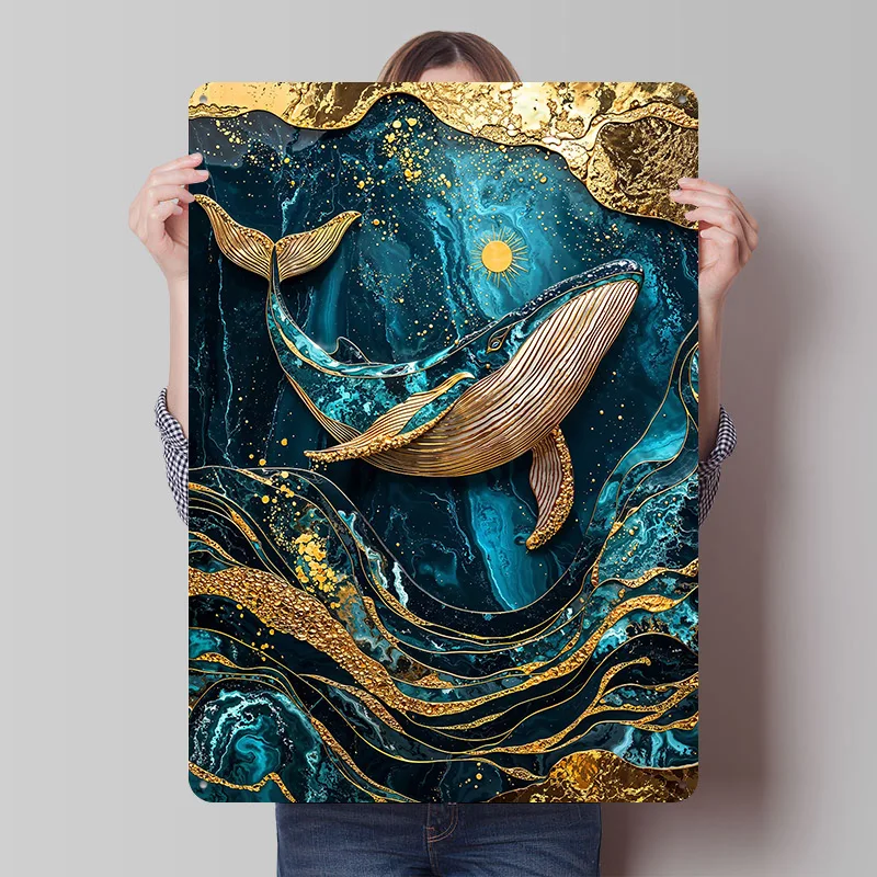 Celestial Sea Kintsugi Art Printed Poster Customized Retro Wall Art Vintage Metal Tin Signs for Modern Home Decoration Ornaments
