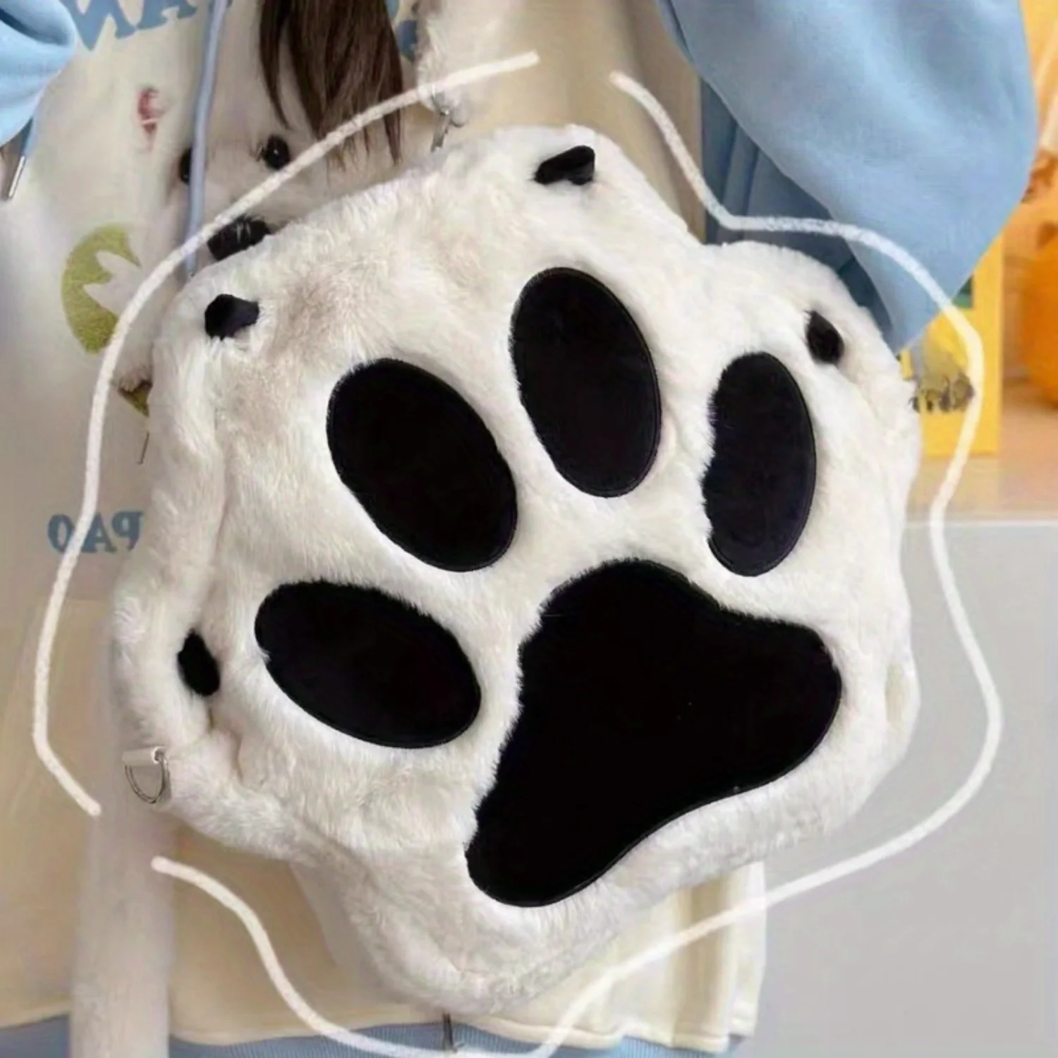 Cute Cat Claw Plush Backpack, Anime Schoolbag, Kawaii Fluffy Crossbody Bag - Adorable & Stylish for Women!