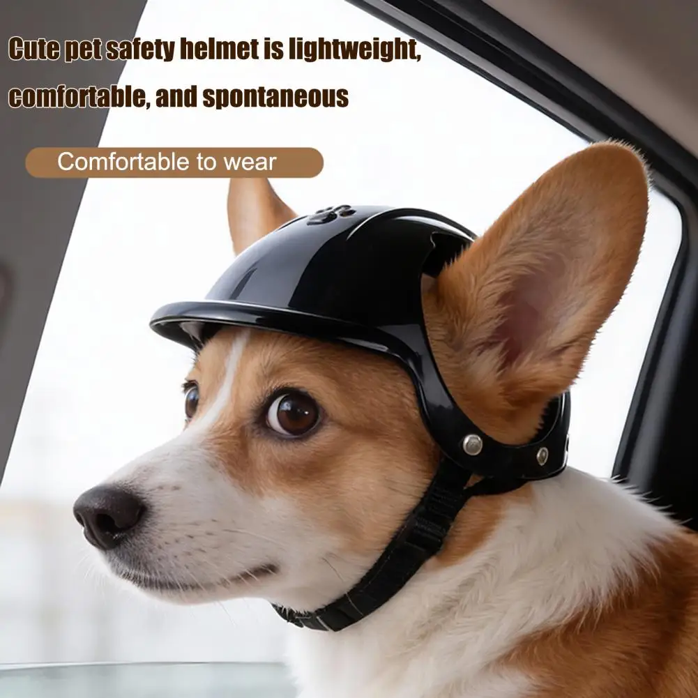

Pet Helmet Cute Dog Cat Motorcycle Sports Adjustable Straps With Ear Holes Safety Outdoor Driving Walking Travel