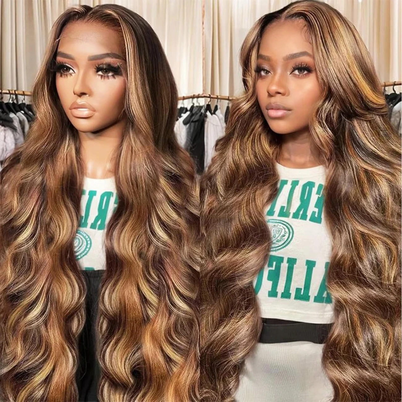 

Honey Blonde Glueless Body Wave 13x6 HD Lace Front Wigs Human Hair For Black Women Ombre Highlight P4/27 13x4 Lace Frontal Wigs