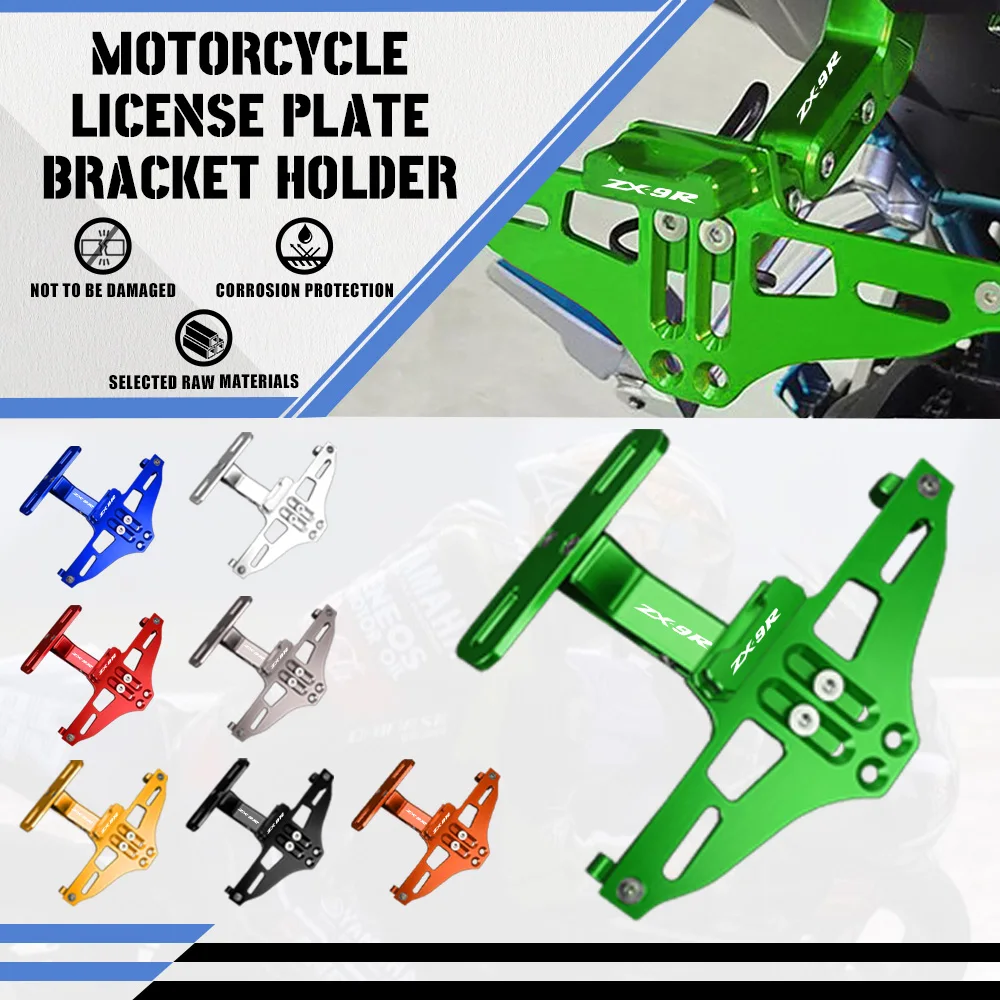 

Motorcycle Adjustable CNC Modified Rear License Plate Mount Holder For KAWASAKI ZX9R ZX-9r ZX 9R 1998 - 2022 2021 2020 2019-2023