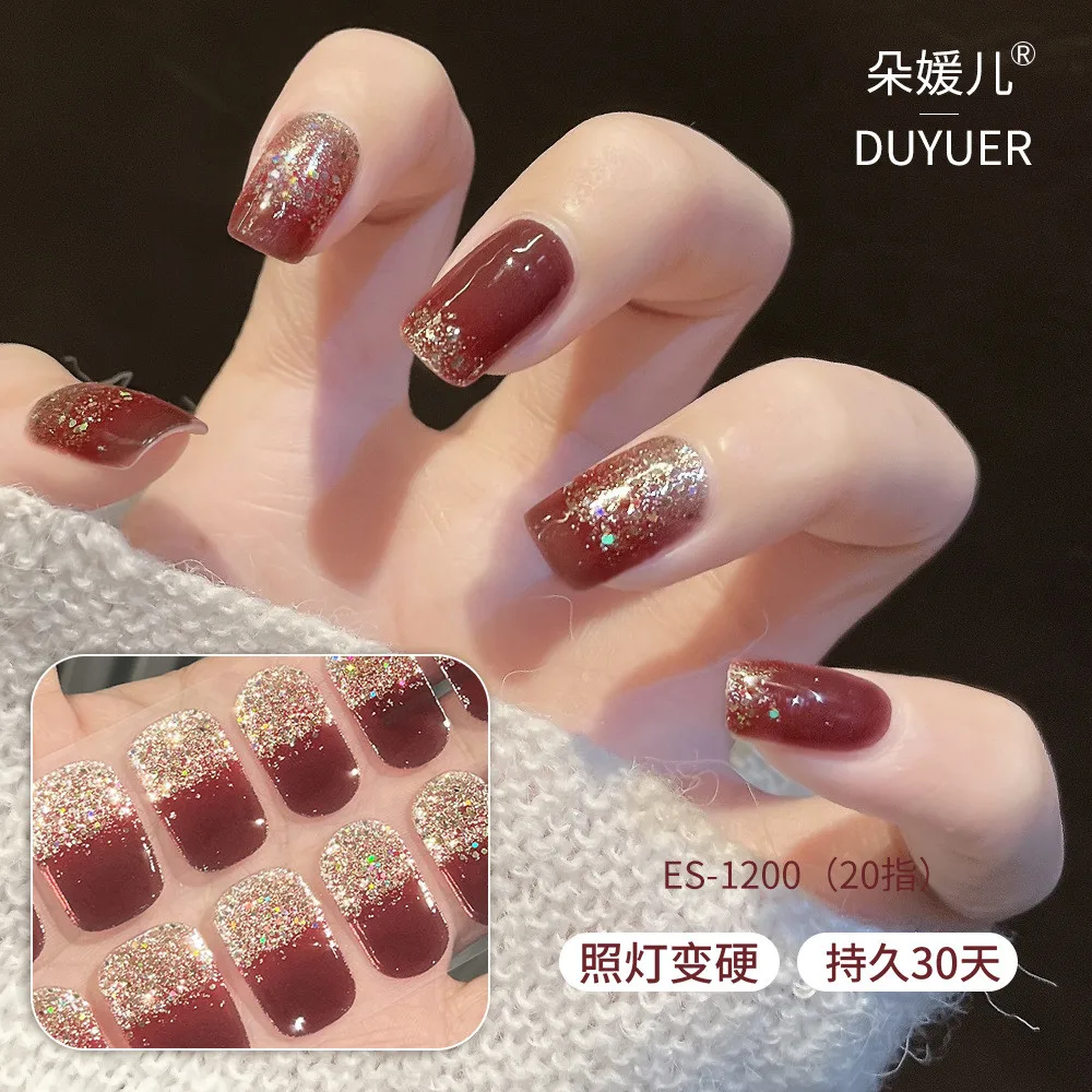 20 punte adesivo per unghie gel semipurato lampada UV necessaria copertura completa smalto gel per unghie avvolge manicure stampa sulle unghie decalcomania gel UV