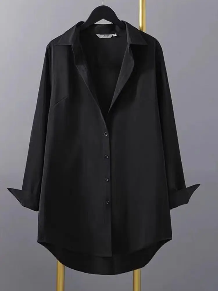 

Свободная и тонкая французская рубашка с легким верхом. Модная и универсальная повседневная универсальная рубашка для женщин весной. Шелковистый и гладкий ленивый стиль.