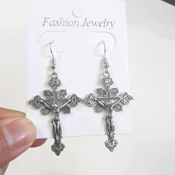 Fashion Jesus Earrings for Women Vintage Crosses Drop Dangle Goth Jewelry Accessories Personalized Gothic Holiday Gifts