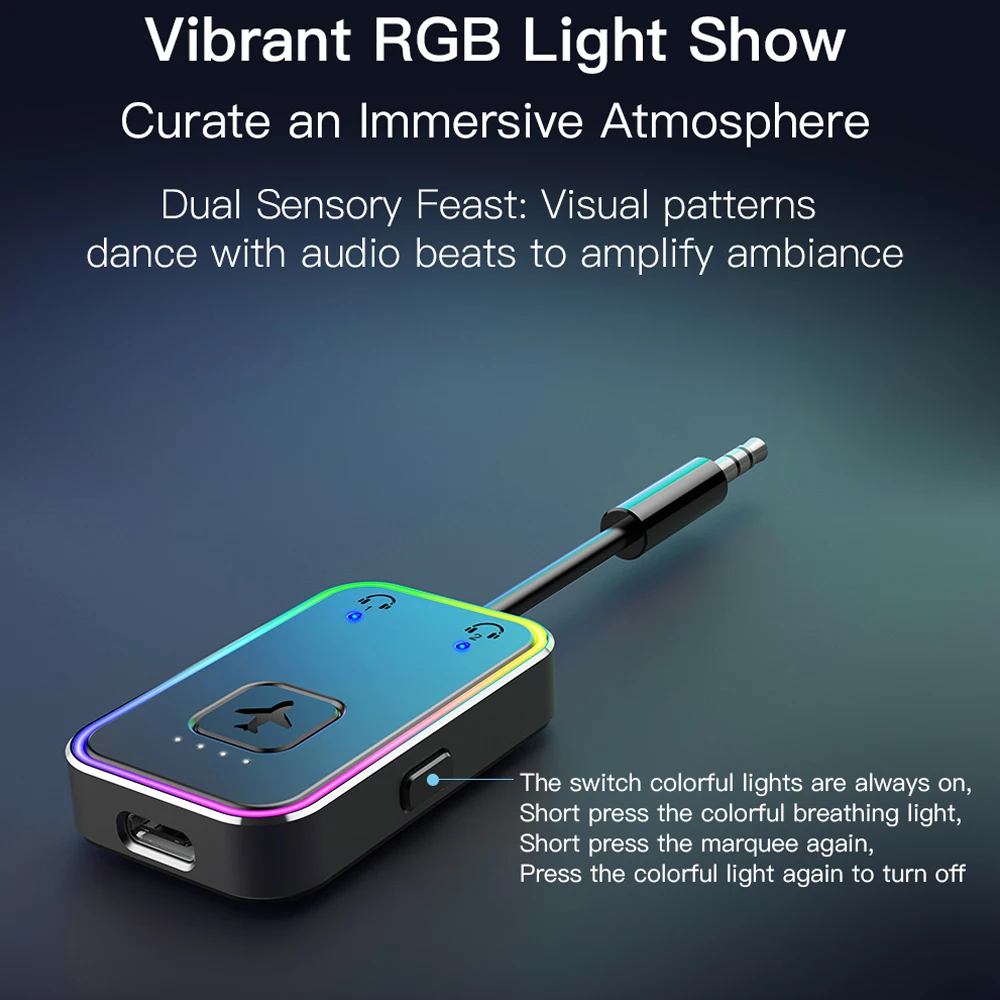 جهاز إرسال بلوتوث لاسلكي 5.3 معدني يدعم أزواج مزدوجين وسماعات الرأس للسفر على الطائرة وأجهزة التلفزيون اللوحية وألعاب الصالة الرياضية