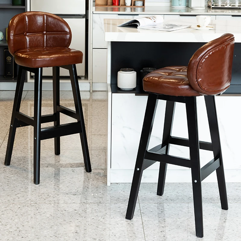 

Solid Wood Minimalist Retro Bar Stools Reception Kitchen Nordic Designer Modern Bar Stools High Luxury Sandalye Home Furniture