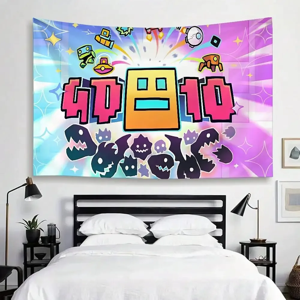 Video Game G-Geometry D-Dash Tapestry Wall Hanging Tapestry Art Deco Blanket Curtain Hanging At Home Bedroom Living Room Decor