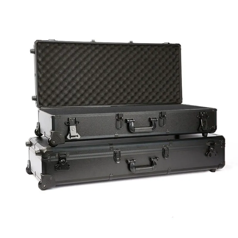 Aluminum Alloy Tool Box Rectangular Toolbox with Wheels Portable Instrument Model Box Hardware Tool Storage Box Tools Organizer