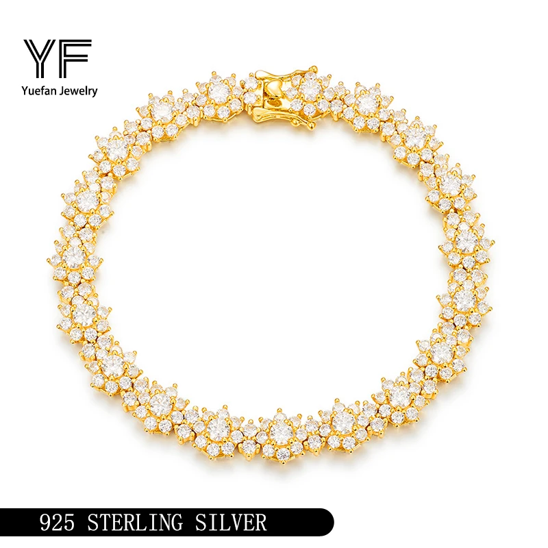 

Хип-хоп Муассанит Серебро S925 Муассанит 4,0 мм Браслет с подсолнухом Полный алмазный дизайн Легкие браслеты для женщин и мужчин Ювелирные изделия