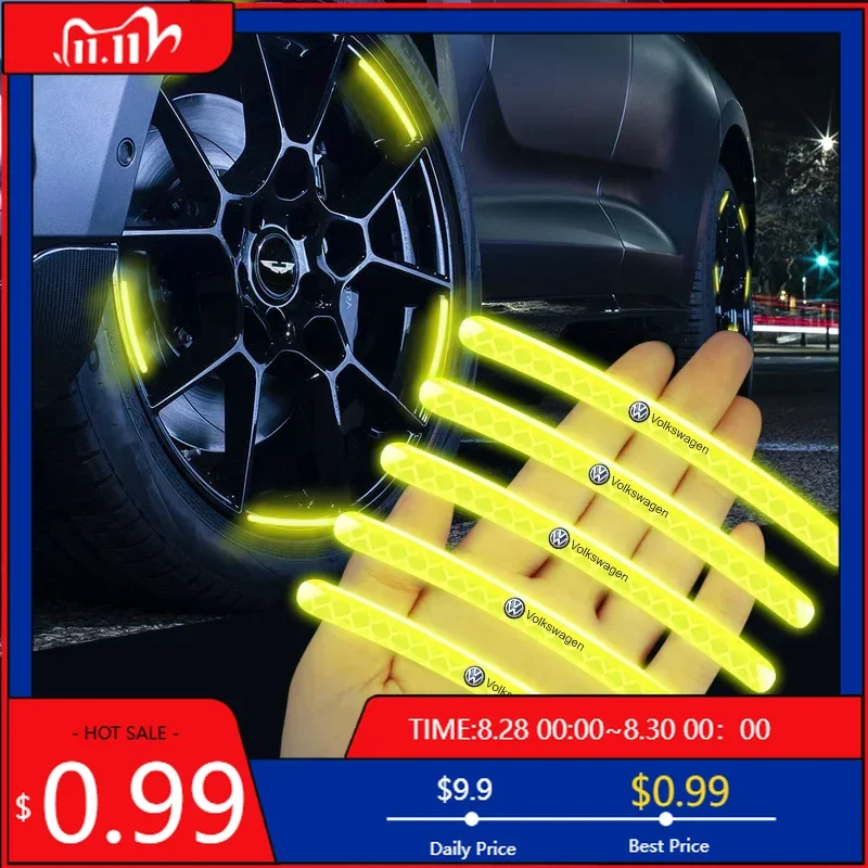 

Колпаки ступицы, 20 шт./компл., предупреждение о безопасности ступицы колес автомобиля, светоотражающая полоса, наклейка для Volkswagen Polo Golf Tiguan Passat Touareg Magotan