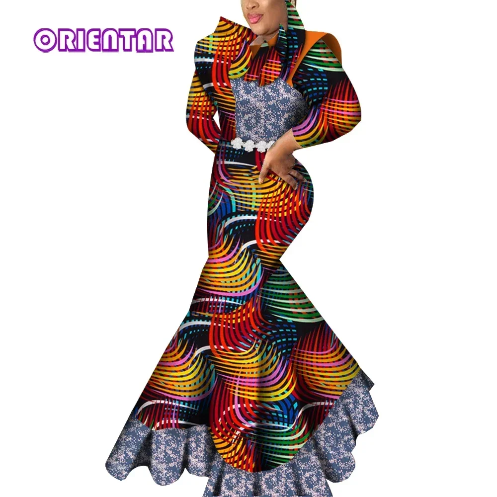 Ankara Dresses for Women Evening Party Long Robe Africaine African Print Bodycon Dashiki Dress African Clothes for Women WY7093