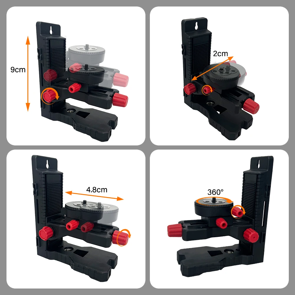 Heipoe DJ1100 Suporte de nível laser magnético em forma de L e montado na parede/adaptador de nível com suporte para pés e parafuso 1/4 e parafuso 5/8