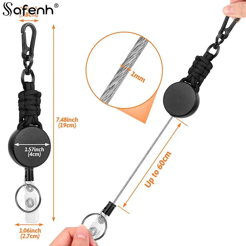 Llavero con alarma retráctil, cuerda de alambre de acero de resistencia, 1 piezas, elástico, retroceso, deportivo, antipérdida, Yoyo, tarjeta de identificación de pase de esquí