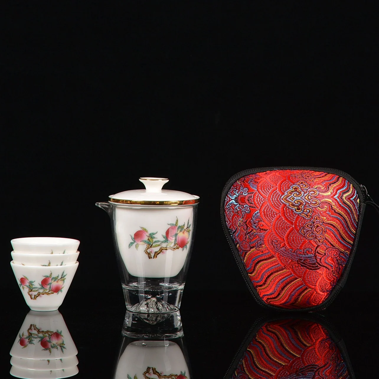 

Chinese High-End One Pot Fills Three Cups Travel Tea Set