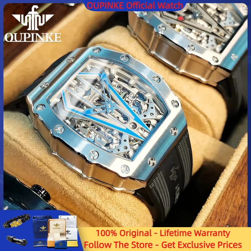 

OUPINKE 3179 Men Watch Brand Hollow Tonneau Fully Automatic Mechanical Watch Luxury Original Watch Deep Waterproof Watch Reloj