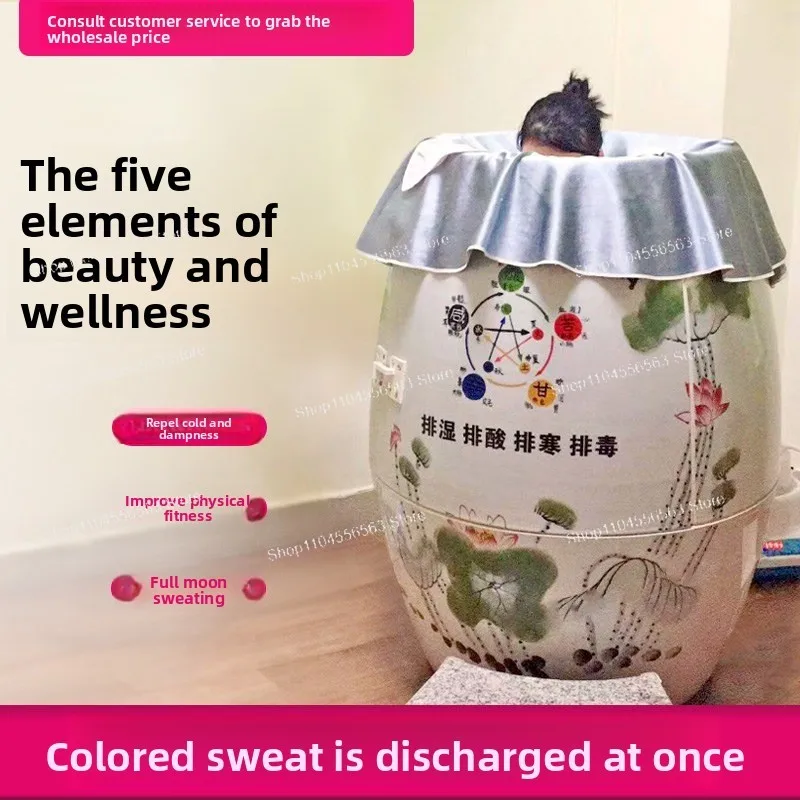Bio Ceramic Negative Ion Fumigation Jar, Spa Detox Beauty Steaming Urn, Magnetic Steam Therapy Pot for Salon Wellness
