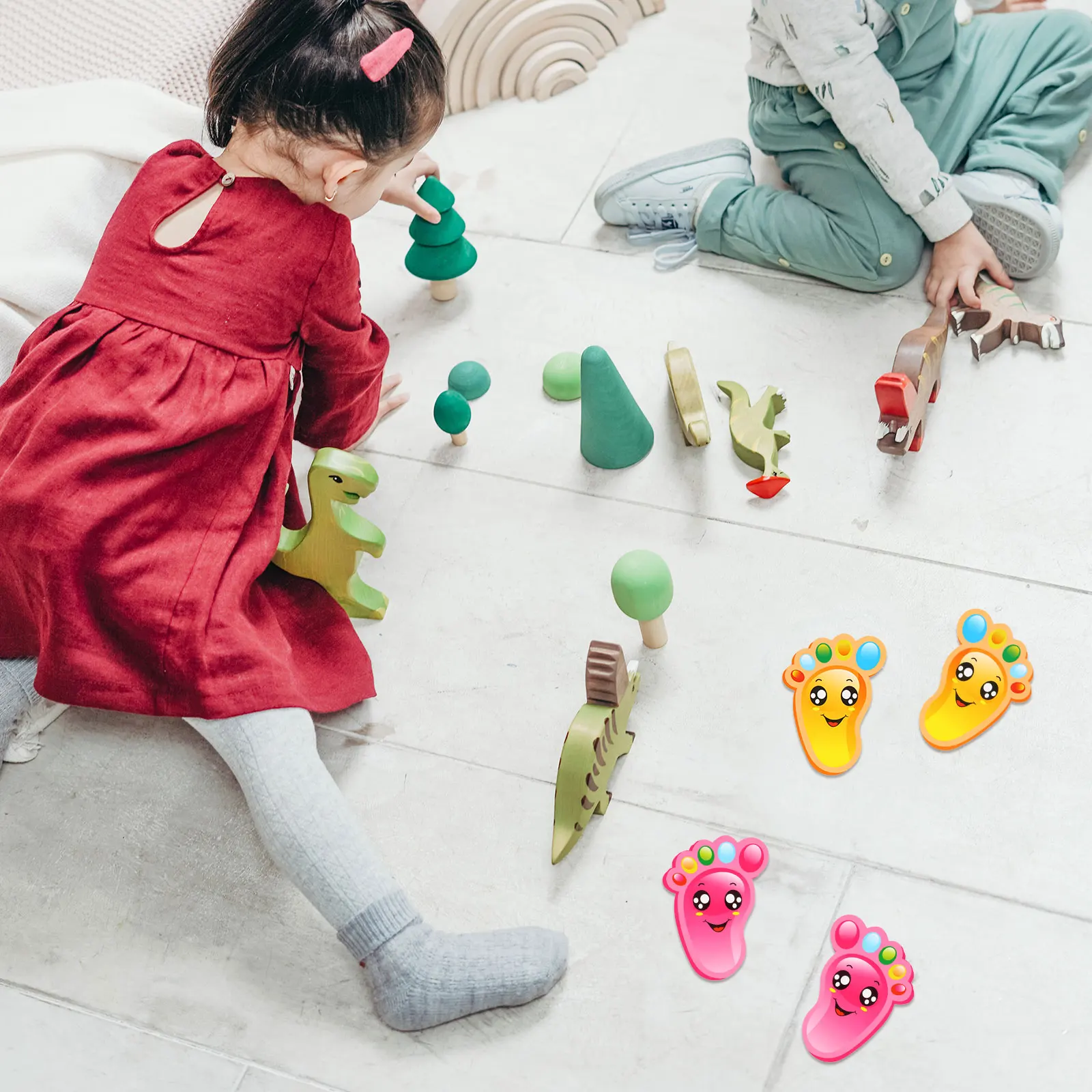 

Footprint Stickers Classroom Wall Decals Floor Removable Stairs Feet Cartoon Kindergarten Decor Kid