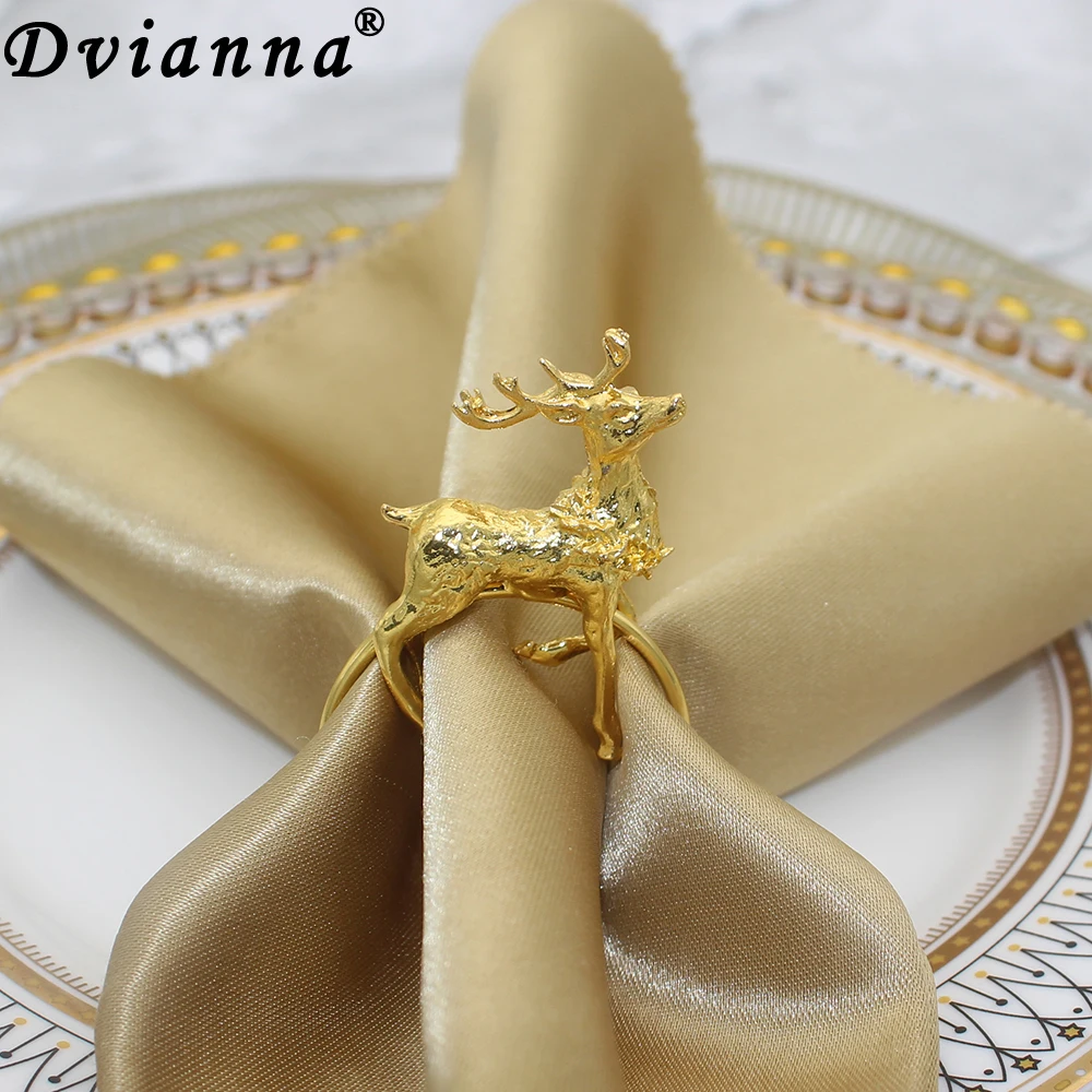 6Pcs Christmas Deer Napkin Rings Snowflake Xmas Napkin Buckle Holders for Christmas Holiday Party Dinner Table Decoration HWC09