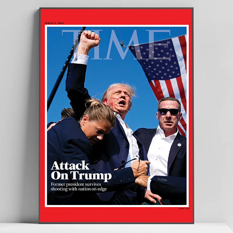 Donald Trump Assault Photo Poster Time Magazine Cover Home Decor Posters for Wall Decororation Print Living Room Decoration Art