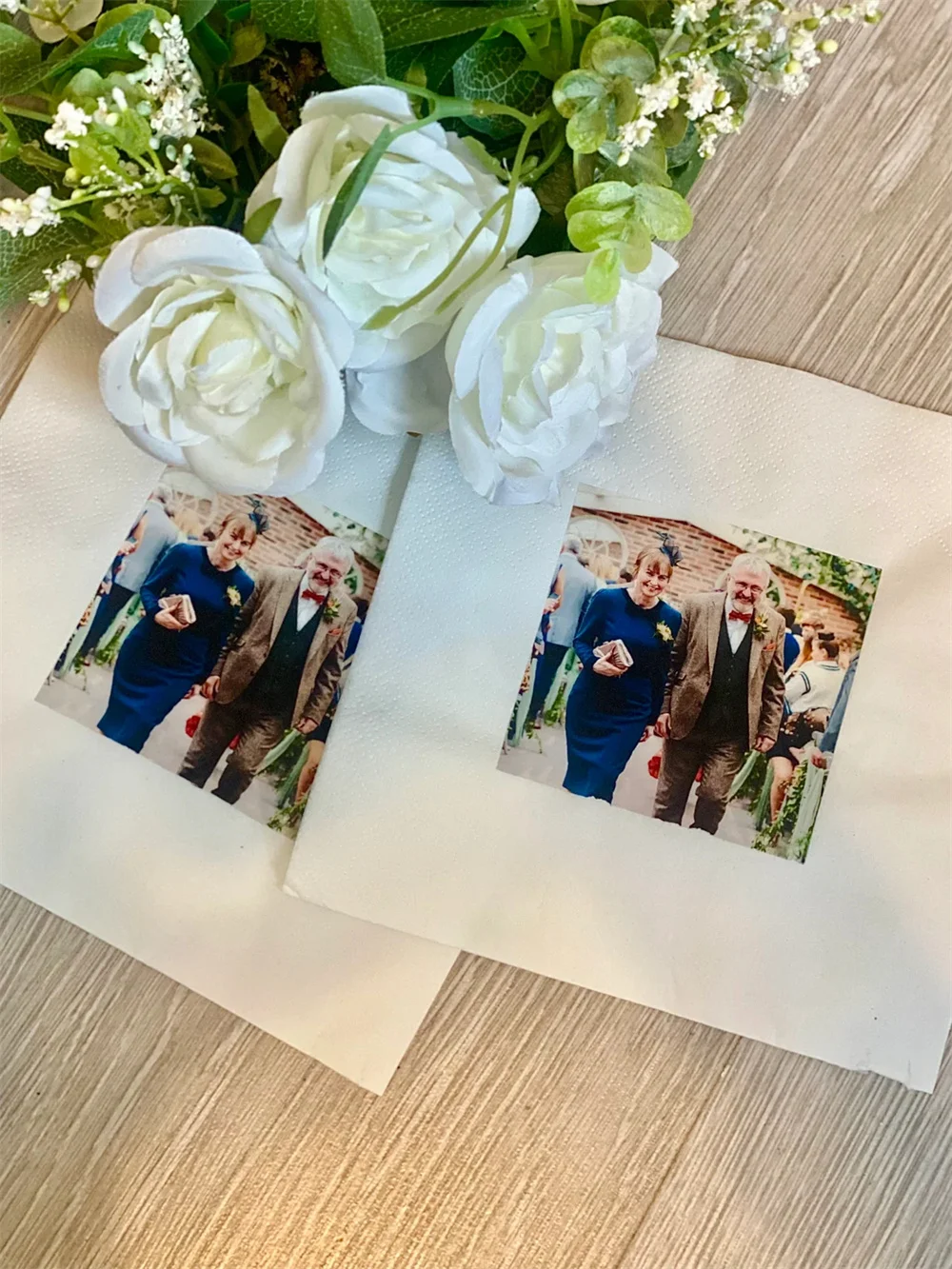 

50PCS Personalised Photo Napkins, White Napkin, Birthday, Wedding, 21st 30th Tissue, Any Age Party Napkin