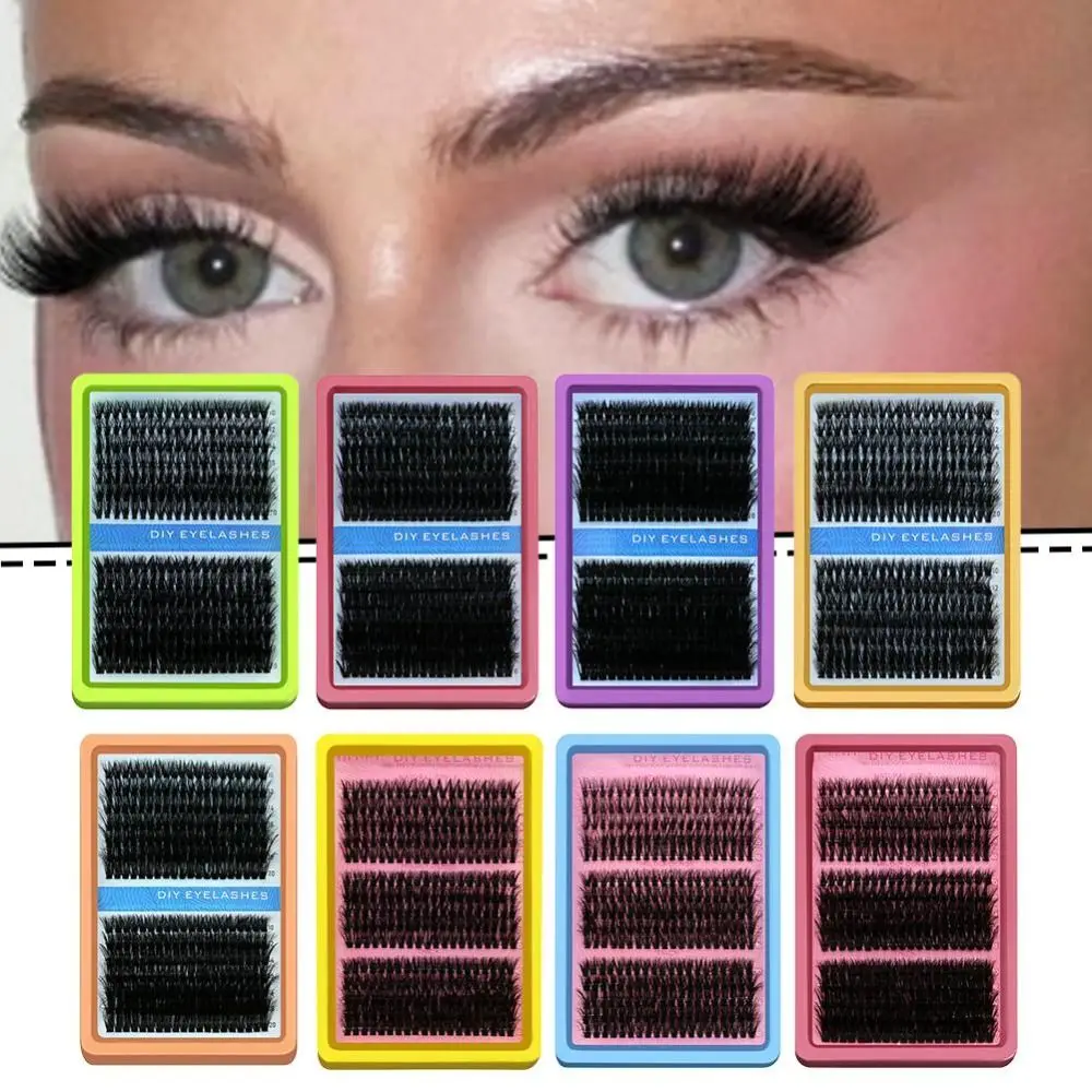 Natural Look False Eyelashes 3D Volume Fluffy Clusters 3D Faux Mink Lash Wispy Style Volume Fans Fake Eyelash Makeup Enhancement