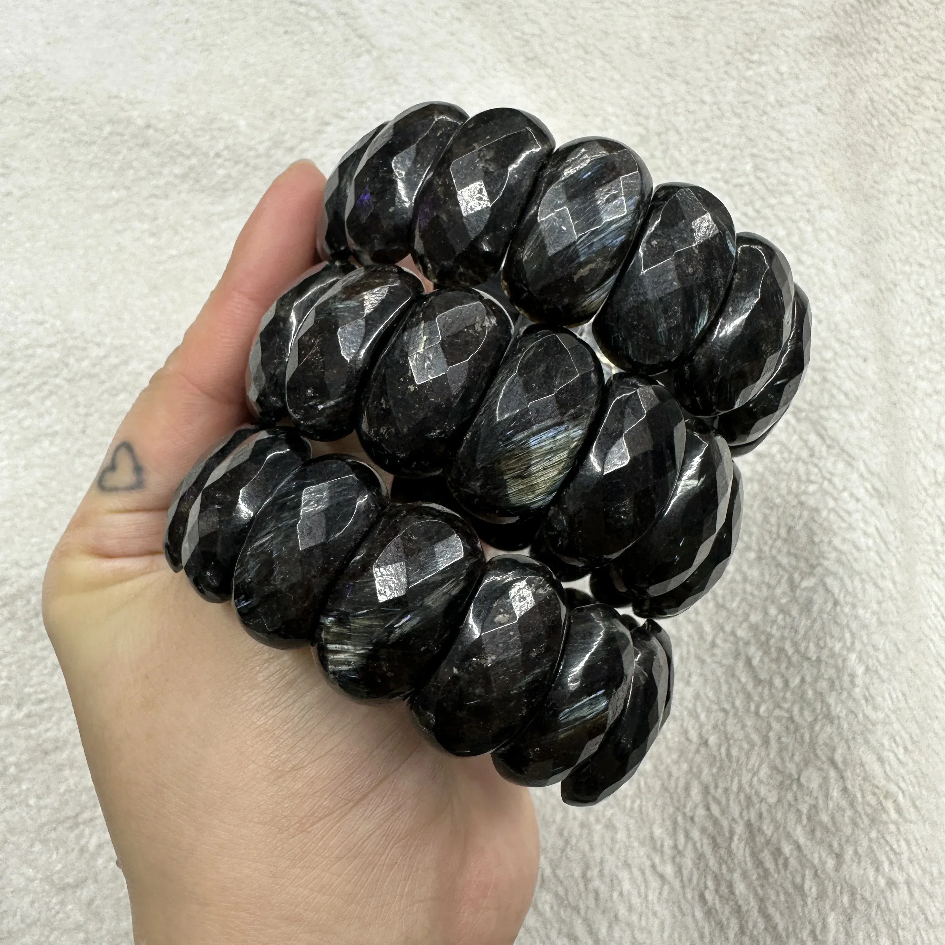 Astrophyllite Hornblende Arfvedsonite Stone about 12*25mm Bracelet Natural Gemstone Jewelry Bangle For Fashion Jewelry Gift