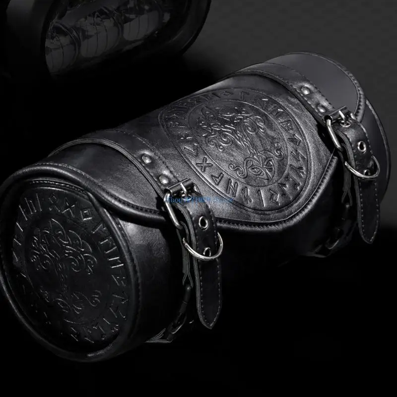 T3LF القوطية دراجة نارية أداة المنظم حقيبة ريترو الشرير الجمالية مقاومة للماء قابل للتعديل مرفق الأشرطة تأمين المصباح