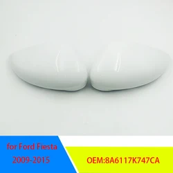 White Left & Right Rear View Mirror Cover Side Wing Mirror Cover Cap for Ford Fiesta 2009-2015 1594546 8A6117K747CA