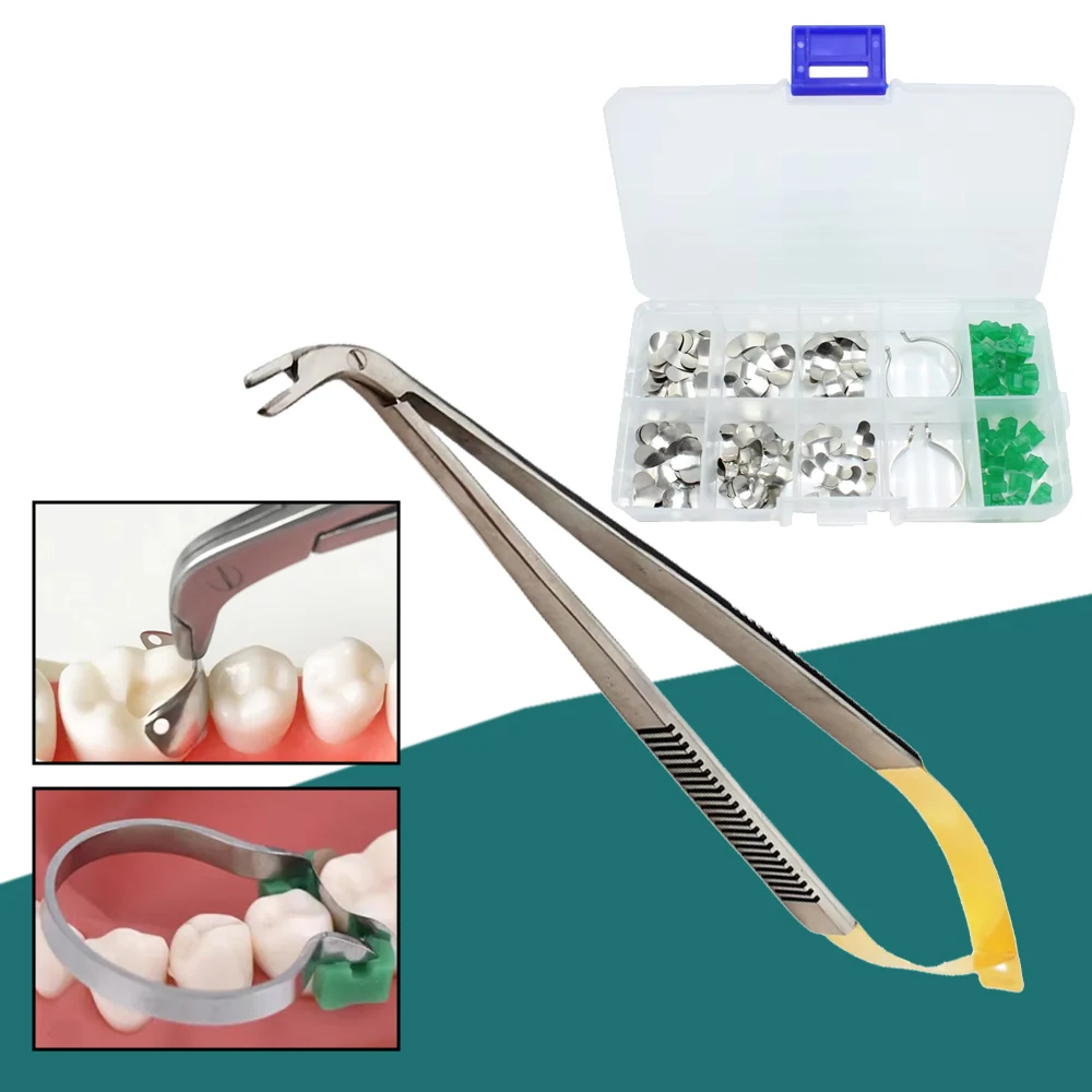 Napełnienia dentystyczne Uchwyt matrycy Matryce zaciskowe Umieszczenie Pęseta Dental Sekcyjna matryca Wyprofilowane metalowe matryce Opaski
