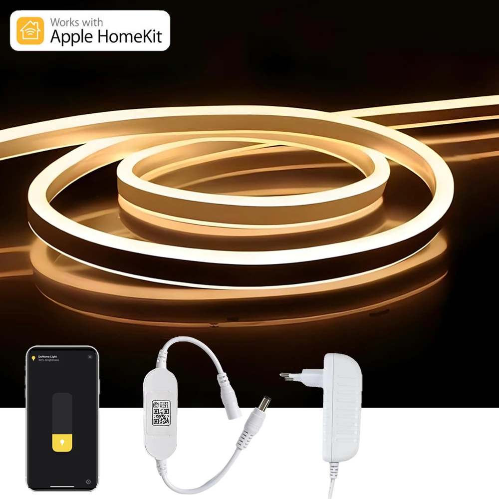 

Homekit WiFi Neon LED Strip 12V 1m 2m 3m 4m 5m Warm White Soft Waterproof Dimmable Room Cabinet Light Decor Siri Voice Control