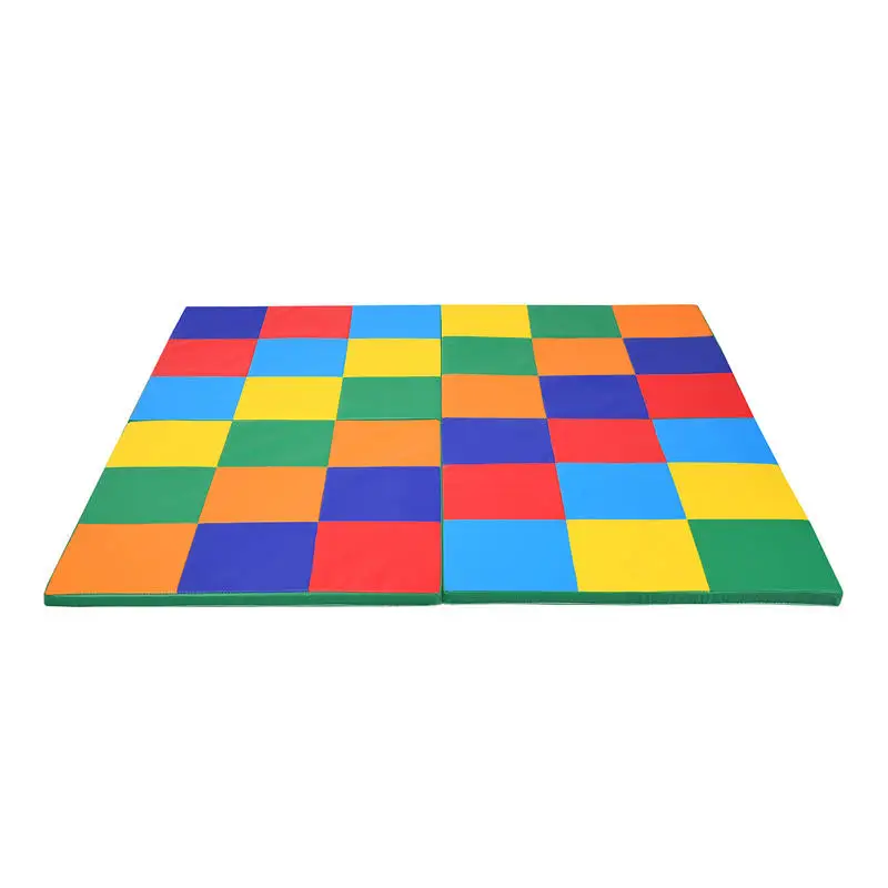 4-Section Folding Toddler Play Mat for Home & School & Kindergarten-Colorful