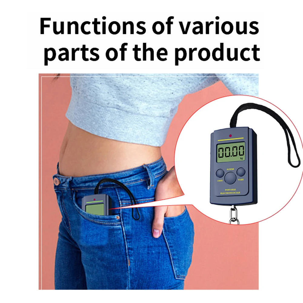 Portable Hanging Electronic Hook Scale 50Kg Mini Digital Scale Fishing Luggage Portable Digital Handy Pocket Weight Hook Scale