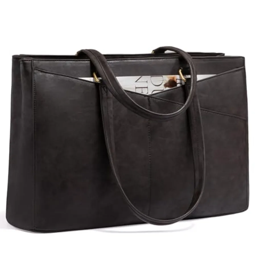 

Laptop Bag for Women, Laptop Tote Bag for Women, Vtage Leather Work Tote Bags Computer Busess Teacher Bag, Waterproof Office Br