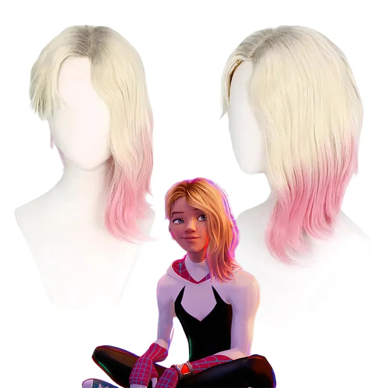 2025 New Spider Gwen Cosplay Wig Halloween costume Across The Spider Verse Gwen Stacy Cosplay Wig Heat Resistant Synthetic s1d2g