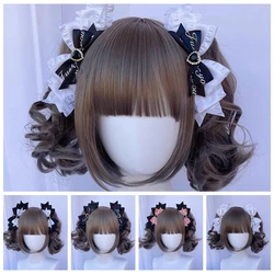 2pcs/set Elegant Japanese Sweet Cool Bowknot Lolita Hair Clip Headwear for Woman Girls Anime Hair Accessories